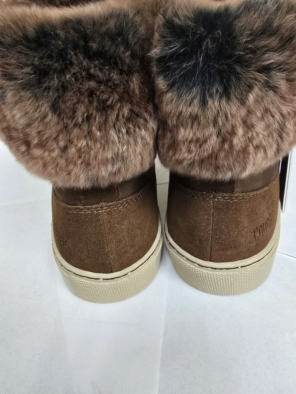 Cougar Danica Brown Suede Real Rabbit Fur Waterproof Winter Sneaker Boots NWT